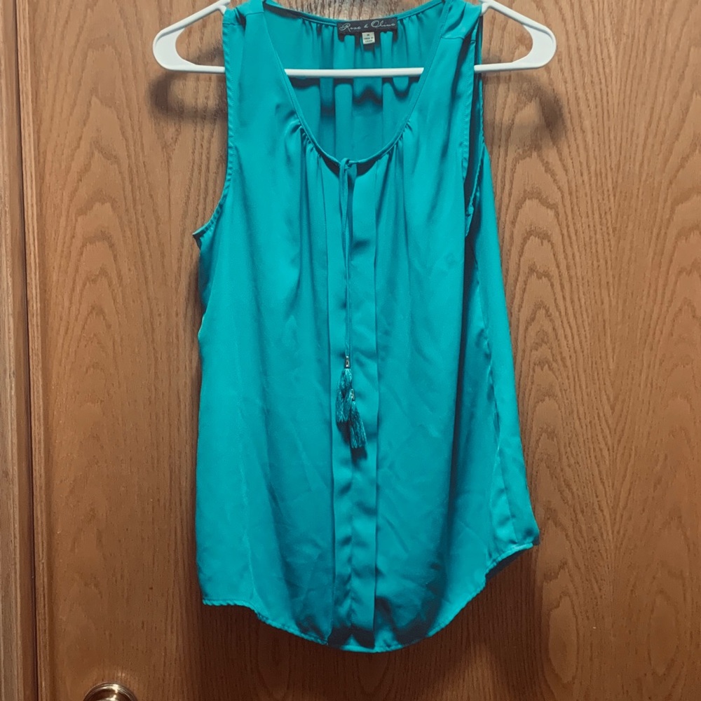 Teal tank top blouse